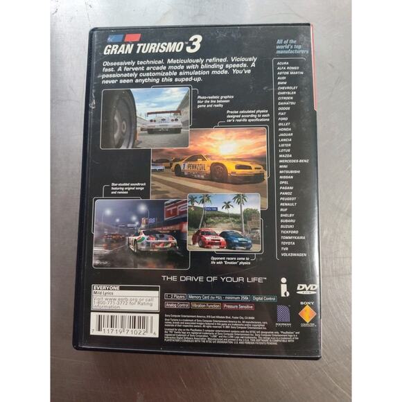 Gran Turismo 3 A-spec (Sony PlayStation 2) PS2 2001 CIB Minor Surface Scuffs - Picture 2 of 7